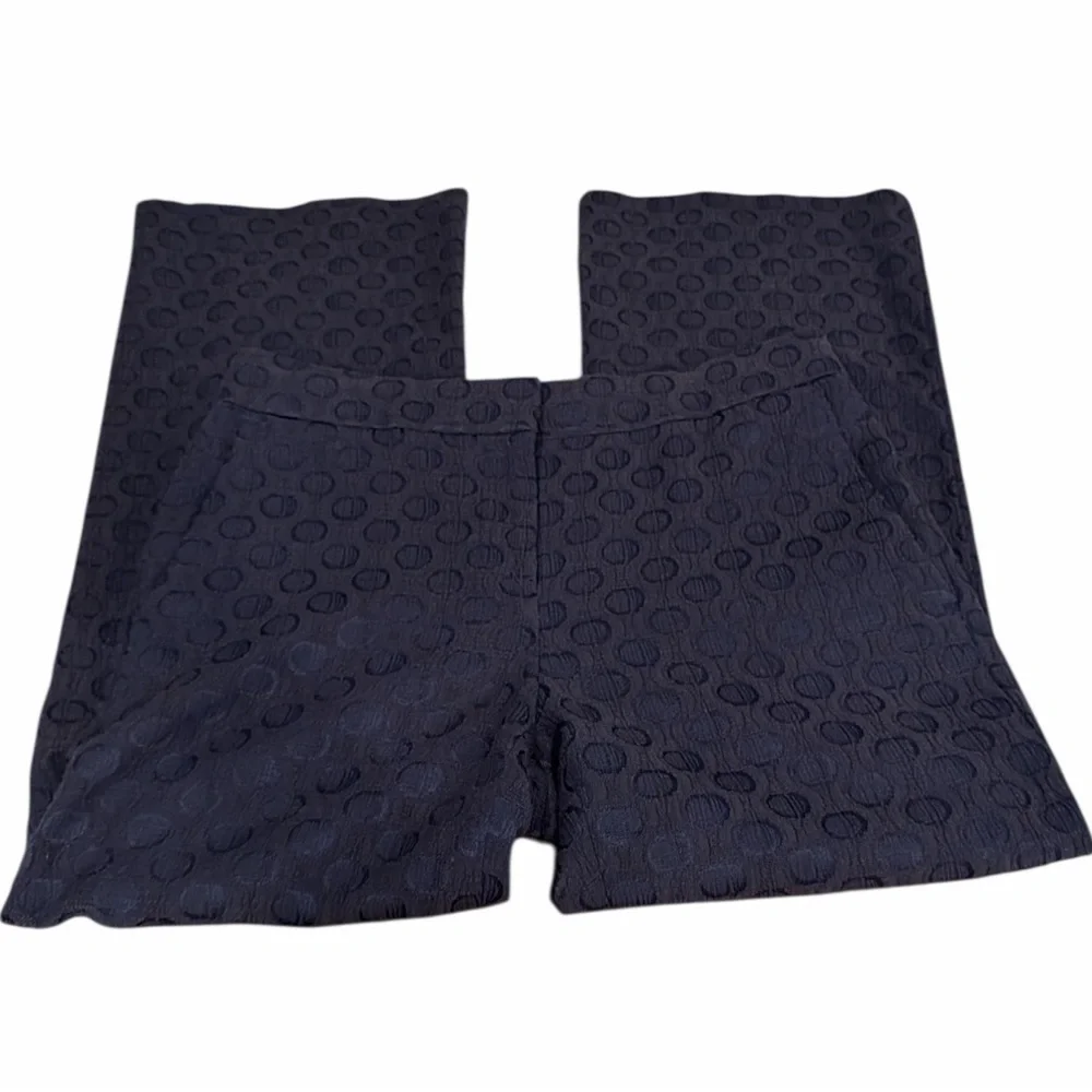 Ann Taylor Navy Jacquard Crop Wide Leg Pants Textured Trouser Size 2